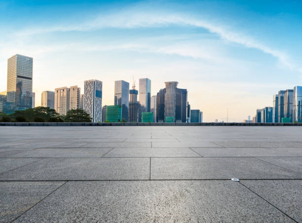 istock empty square floor and modern city skyline in Shenzhen 966034656
