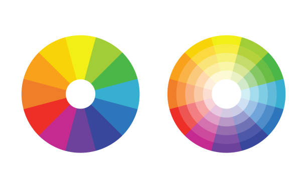 ilustrações de stock, clip art, desenhos animados e ícones de color wheel with twelve colors in gradiations - hue