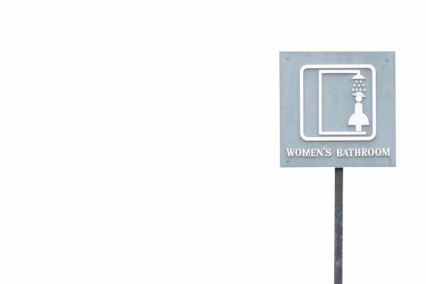 Label of Woman Female VC Bathroom Shower or Toilet Sign on White Isolated