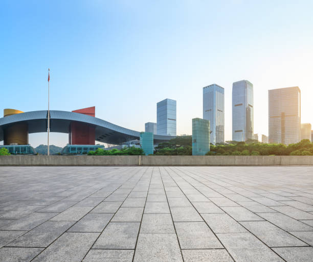 istock empty square floor and modern city skyline in Shenzhen 966040972