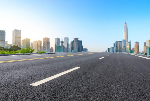 istock Empty asphalt road and modern city skyline panorama in Shenzhen 966051826