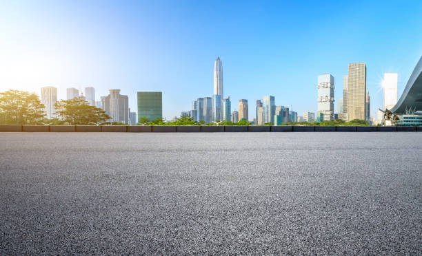 istock Empty asphalt road and modern city skyline panorama in Shenzhen 966059120