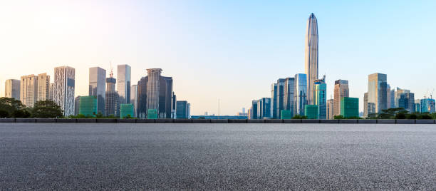 istock Empty asphalt road and modern city skyline panorama in Shenzhen 966070514