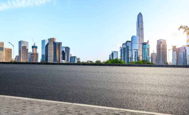 istock Empty asphalt road and modern city skyline in Shenzhen 966093182