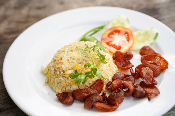 istock Fried Rice and Chinese Sausage, Thai food 966097216