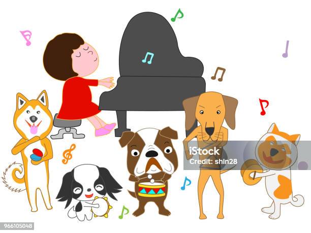 Musikhund Stock Vektor Art und mehr Bilder von Blasinstrument - Blasinstrument, Bulldogge, Chorsänger