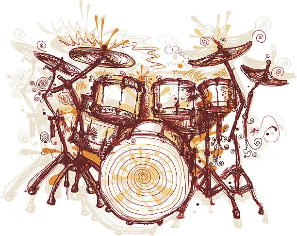 Vector illustration of Splashing Drums