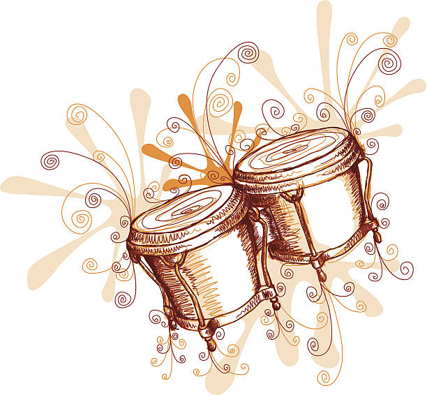 Jamming Bongos vector art illustration