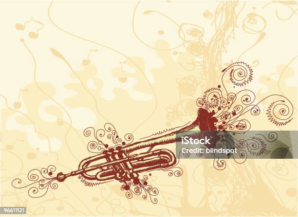 Свободный Trumpet — стоковая векторная графика и другие изображения на тему Музыкальная труба - Музыкальная труба, Набросок, Бежевый фон
