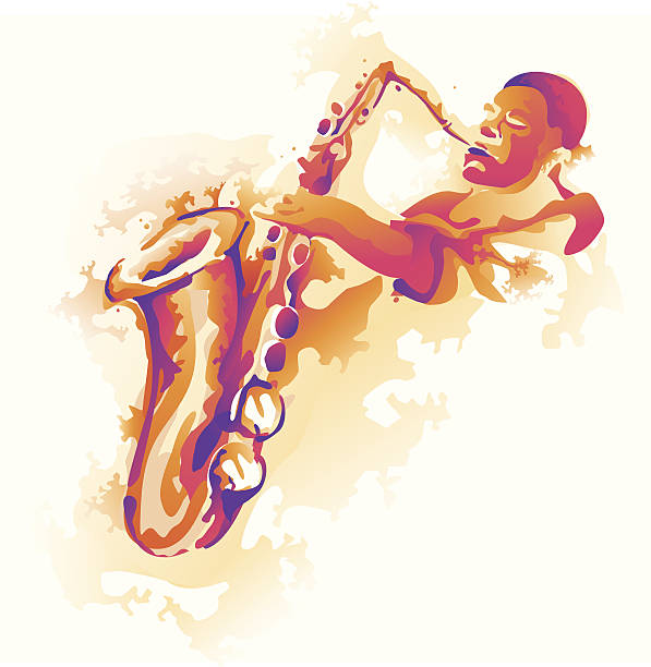 ilustrações, clipart, desenhos animados e ícones de mergulhando solo - blues saxophone jazz musical instrument