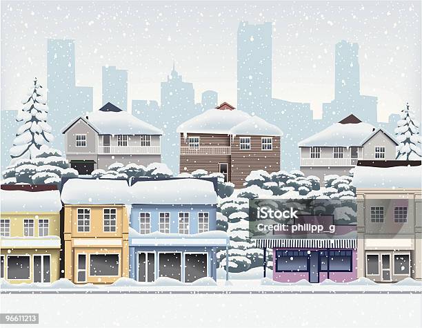 Inverno Nella Periferia Della Città - Immagini vettoriali stock e altre immagini di Città - Città, Inverno, Neve