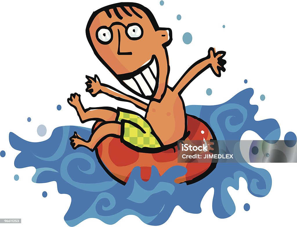 Boy Schwimmen mit float planschen Wasser - Lizenzfrei Freibad Vektorgrafik