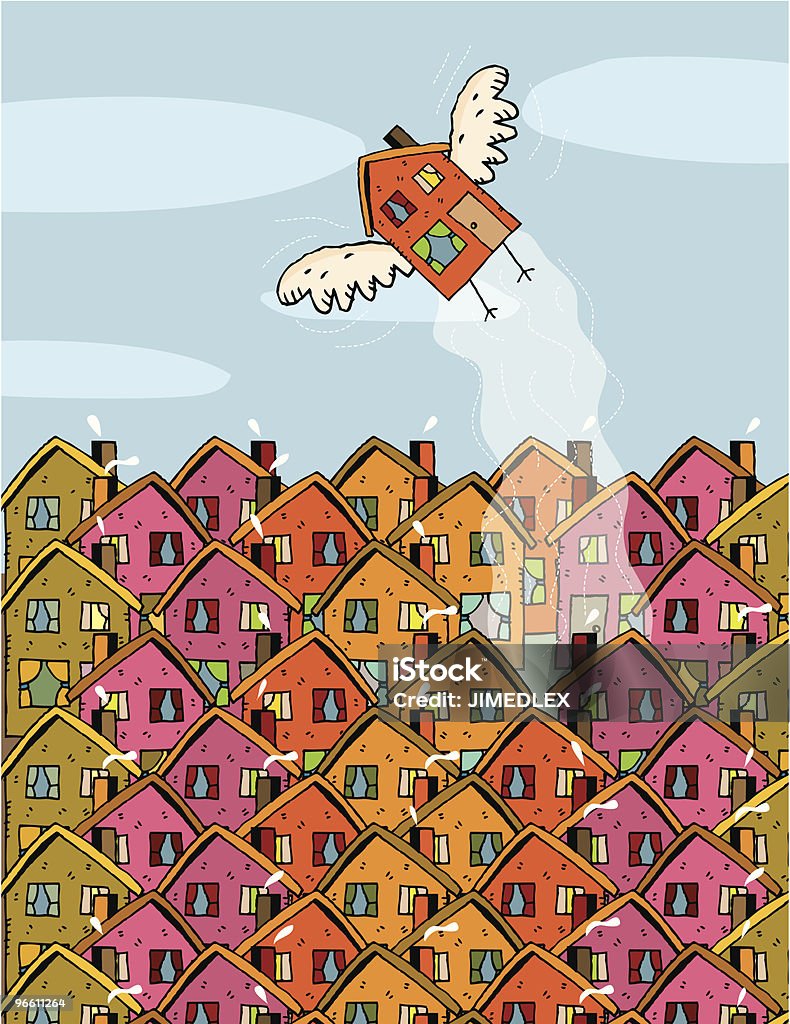 Saisie immobilière neighborhood house fling - clipart vectoriel de Bizarre libre de droits