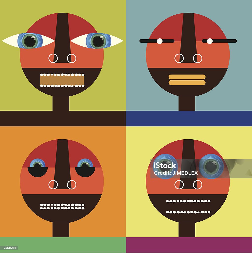 Quatre visages - clipart vectoriel de Anthropomorphisme libre de droits