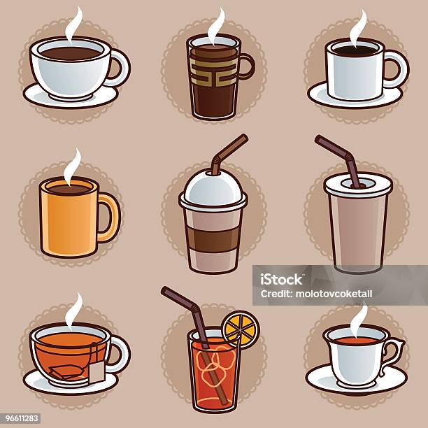 Kawa Lub Herbata - Stockowe grafiki wektorowe i więcej obrazów Ice Tea - Ice Tea, Słomka do picia, Barwne tło