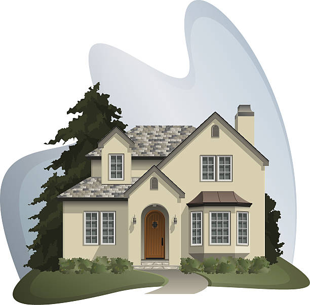 cottage (detailed) vector art illustration
