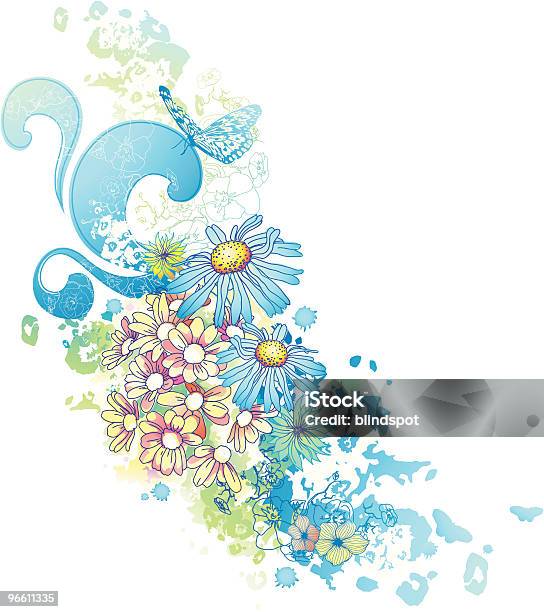 Design Floral De Aguarela - Arte vetorial de stock e mais imagens de Arranjo de flores - Arranjo de flores, Arte e Artesanato - Arte visual, Borboleta