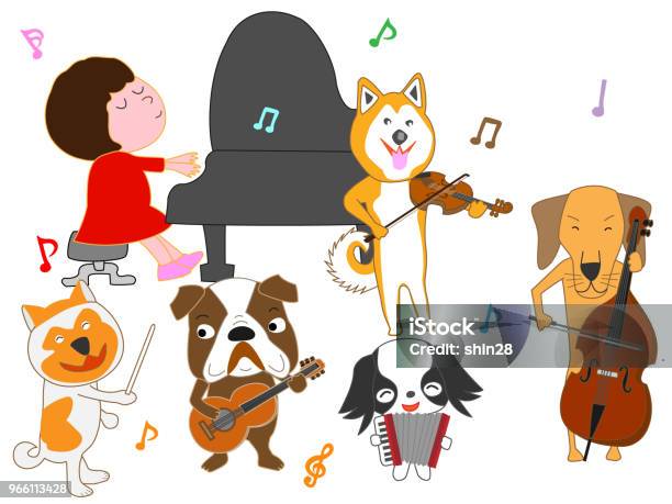 Musikhund Stock Vektor Art und mehr Bilder von Blasinstrument - Blasinstrument, Bulldogge, Chorsänger