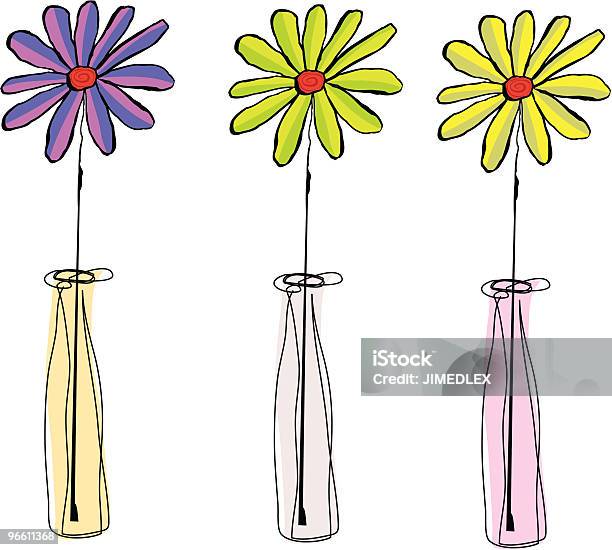 Vase À Fleurs Violet Jaune Vert Vecteurs libres de droits et plus d'images vectorielles de Fleur - Flore - Fleur - Flore, Vase, Illustration
