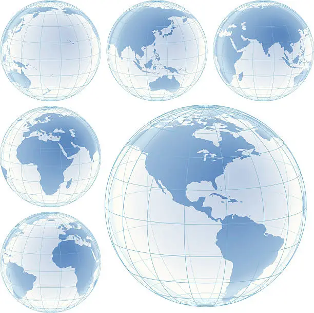 Vector illustration of crystal globes set