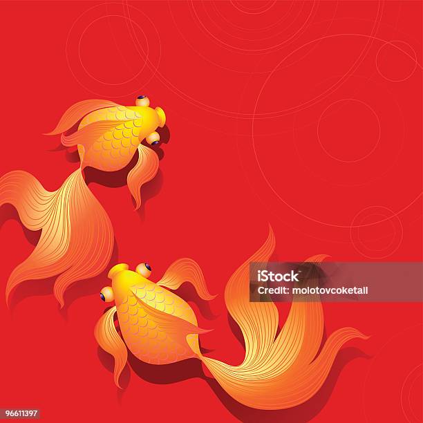 Gold Fish - Immagini vettoriali stock e altre immagini di Pesce rosso - Pesce rosso, Motivo decorativo, Cerchio