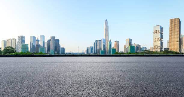 istock Asphalt square road and modern city skyline panorama in Shenzhen 966114112