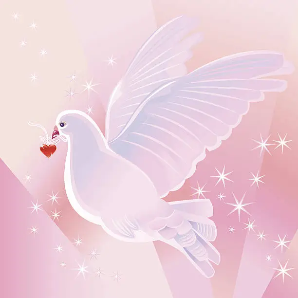 Vector illustration of Dove and Heart