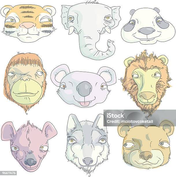 Улыбающаяся Млекопитающих — стоковая векторная графика и другие изображения на тему В ряд - В ряд, Медведь, Панда