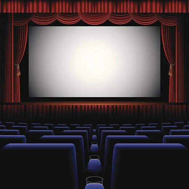 Vector illustration of A back row view of a cinema screen