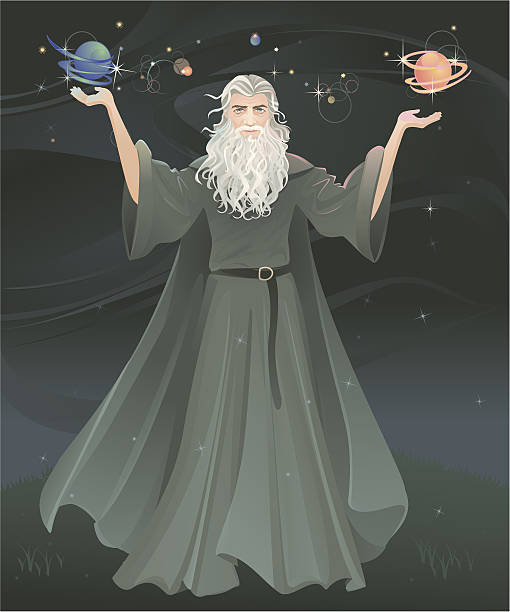 Making Magic Vector illustration of a powerful, wise old wizard standing against a night sky beginning to conjure a spell. His blue eyes are intently looking forward with wisps of gray hair, beard and robe whipping in the wind. His arms are raised, bent at the elbow, ready to complete casting a spell of fire and ice.

Layered, figure easily removed from background. Gradients used. AI-CS2 and pdf included with eps.
Similar image
[url=/file_closeup.php?id=5807659 ][img]/file_thumbview_approve.php?size=1&id=5807659[/img][/url]

More...

[url=http://www.istockphoto.com/file_search.php?action=file&lightboxID=2541366t=_blank][img]http://home.earthlink.net/~laura.w.n/images/magical.jpg[/img][/url]
[url=http://www.istockphoto.com/file_search.php?action=file&lightboxID=2413025t=_blank][img]http://home.earthlink.net/~laura.w.n/images/halloween.jpg[/img][/url] warnock stock illustrations