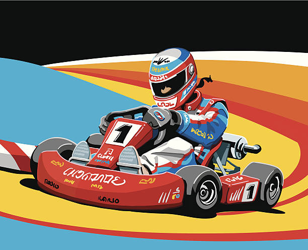 ilustraciones, imágenes clip art, dibujos animados e iconos de stock de go-kart racing - sport go cart go carting sports race