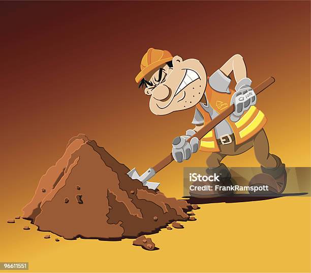 Road Work Cartoon Man Shovel Stock Illustration - Download Image Now - Adult, Adults Only, Art And Craft