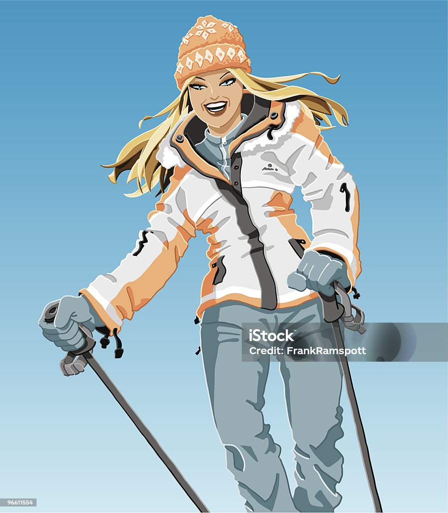 Winter Sport Mädchen - Lizenzfrei Skifahren Vektorgrafik