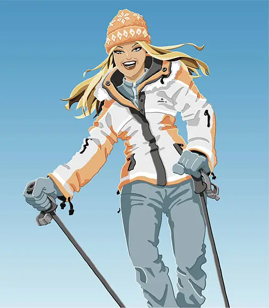 Vector illustration of Winter Sport Girl