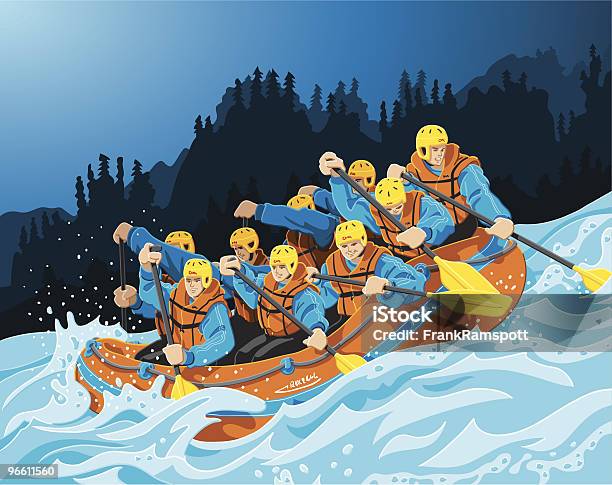 Rafting Trip Stock Illustration - Download Image Now - Rafting, River, Illustration