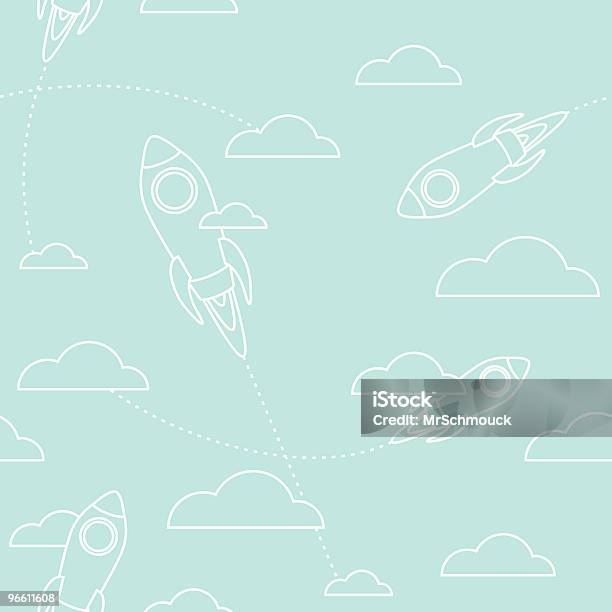 シームレスなロケッツと雲 - ロケットのベクターアート素材や画像を多数ご用意 - ロケット, 模様, 背景