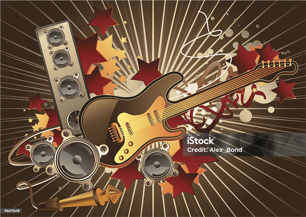 Guitar Rock guitar with speakers and jack; vector artwork Abstract stock vector