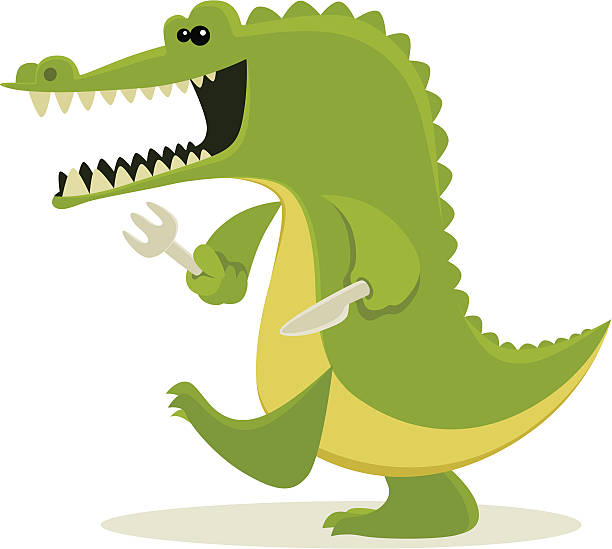 illustrations, cliparts, dessins animés et icônes de faim de crocodile - alligator white background crocodile reptile