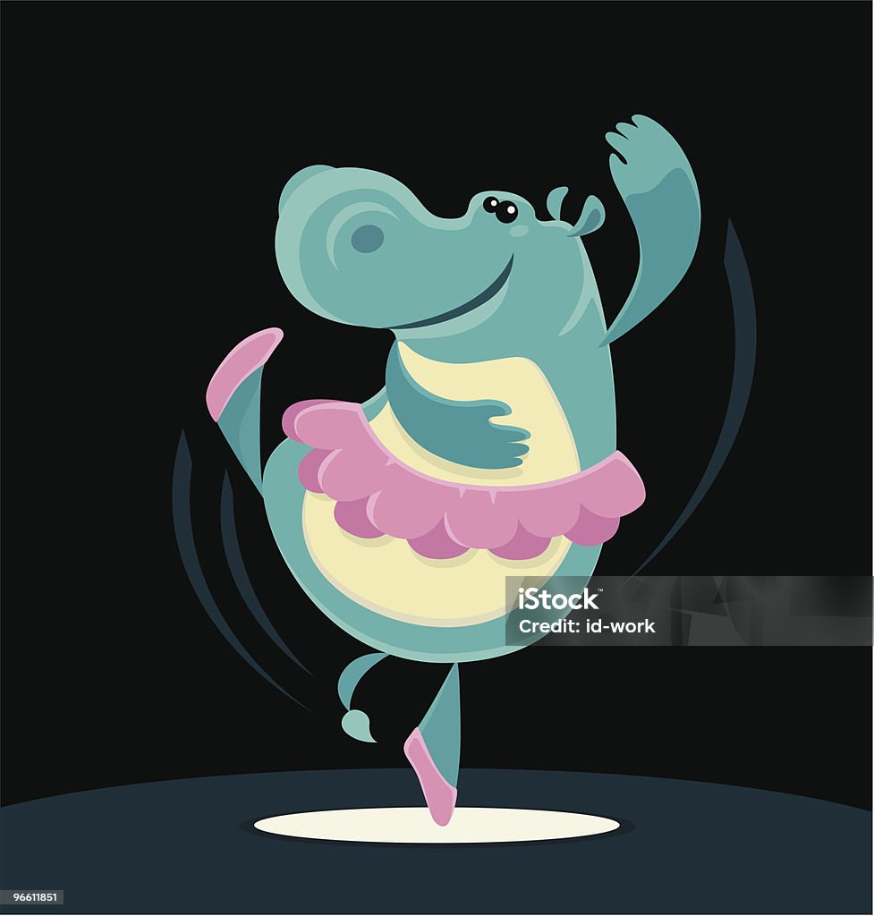 dancing hippo vector cartoon of hippo performing ballet. Hippopotamus stock vector