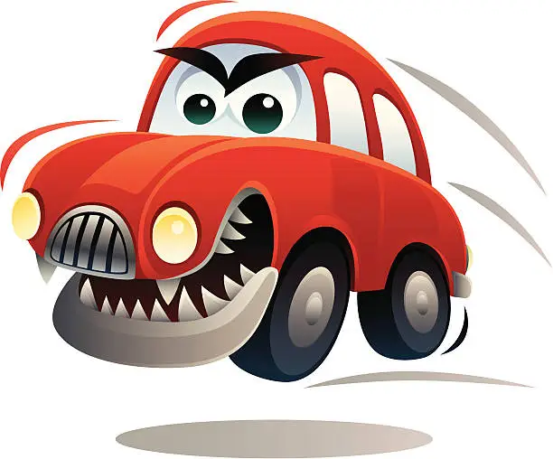 Vector illustration of angry car