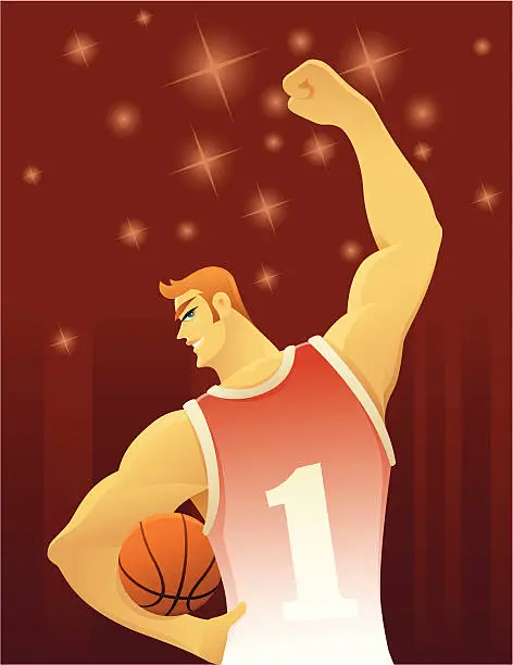 Vector illustration of cheerful basketball player