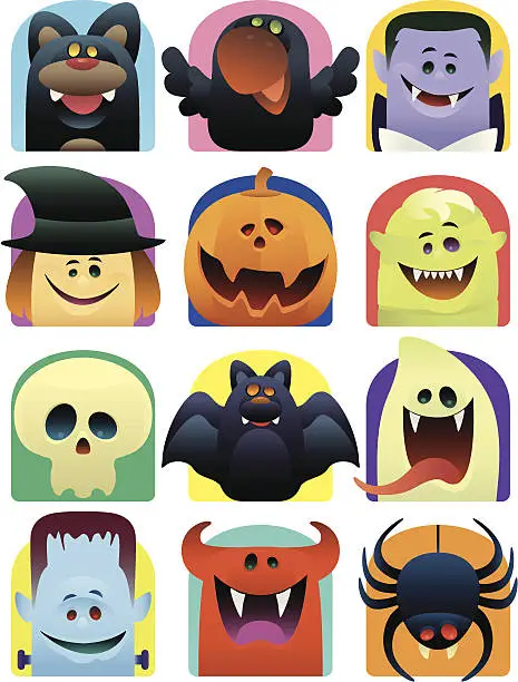 Vector illustration of scary icons