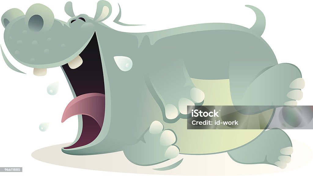 laughing hippo vector cartoon of laughing hippo rolling on the ground. Hippopotamus stock vector