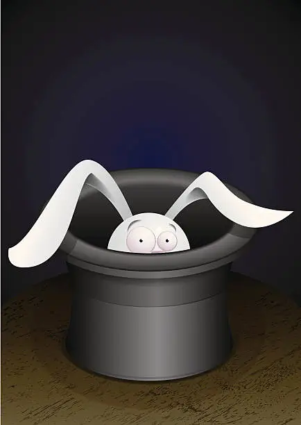 Vector illustration of Magician's rabbit in hat