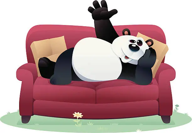 Vector illustration of lazy panda