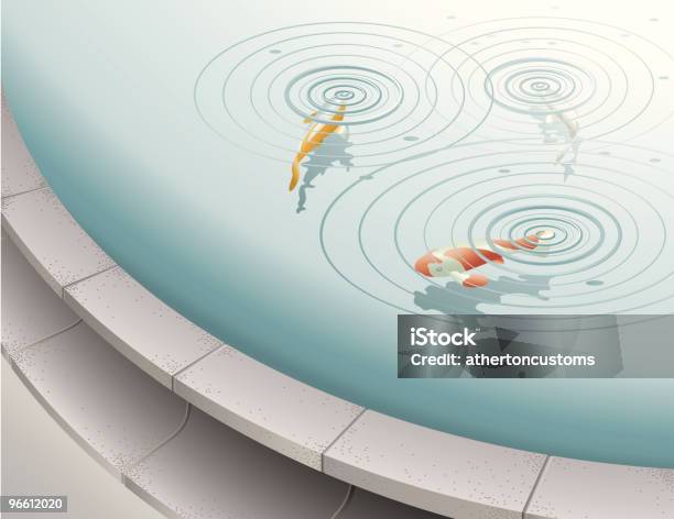 Fisch In Fountain Pool Stock Vektor Art und mehr Bilder von Wellenförmig - Wellenförmig, Teich, Springbrunnen
