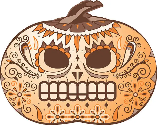 Vector illustration of color Pumpkin deathmask