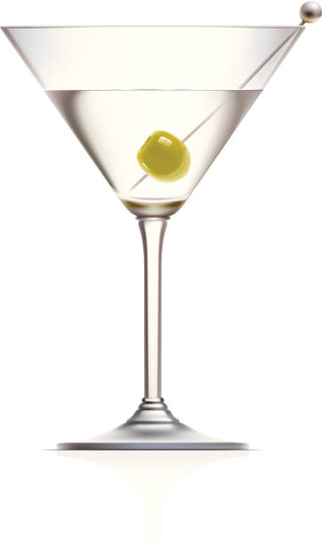 illustrazioni stock, clip art, cartoni animati e icone di tendenza di cocktail - cocktail martini olive vodka