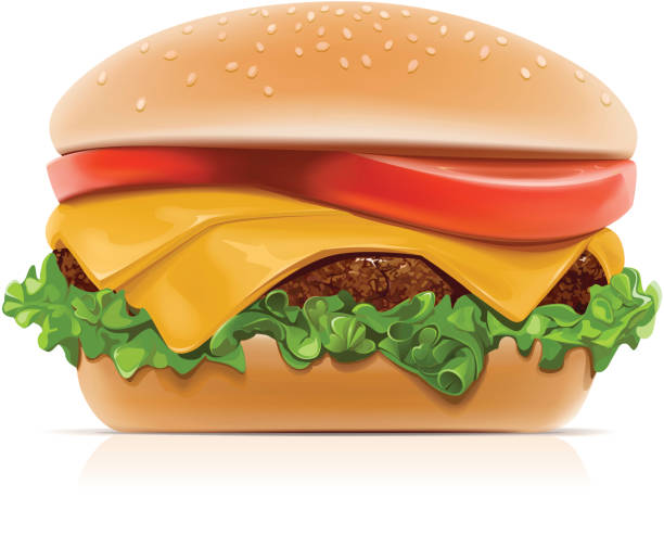 ilustraciones, imágenes clip art, dibujos animados e iconos de stock de hamburguesa con queso - white background horizontal close up vegetable