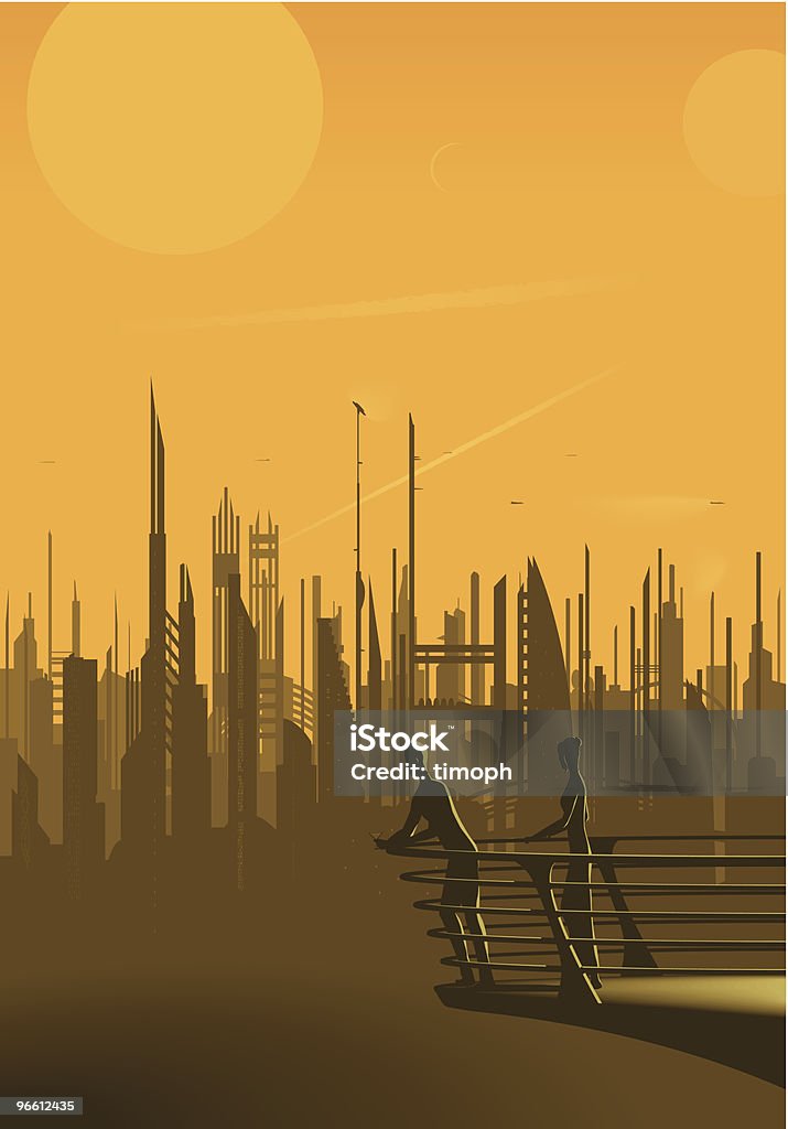 Оранжевый Metropolis - Векторная графика Большой город роялти-фри